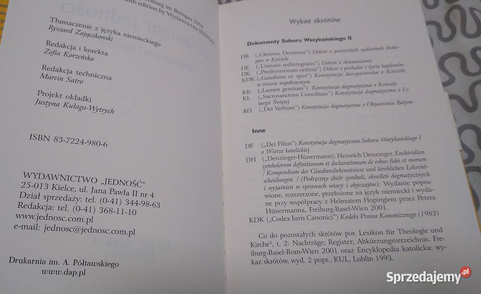 Sakrament jedności Eucharystia i Kościół Walter Rok wydania 2005 Gdańsk