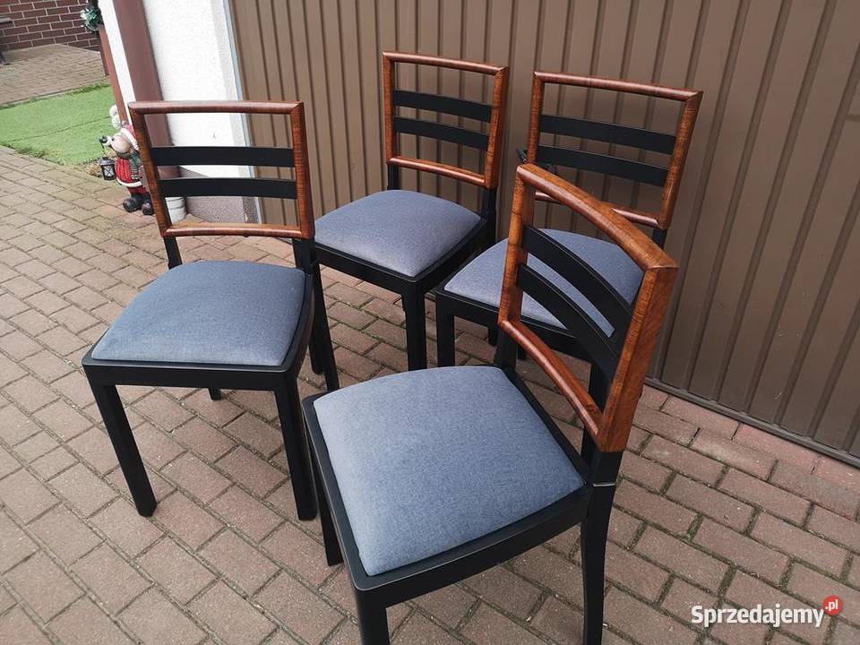 Krzesła ARTDECO Orzech Stare Antyk Komplet 4 Swarzędz