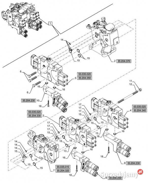 Holland T6090 T6070 Rozdzielacz valve assy Jastrzębniki