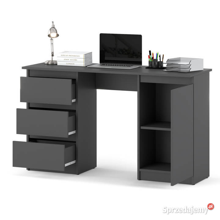 Biurko Z 3 Szufladami Szare Loft Nowoczesne Elbląg sprzedam