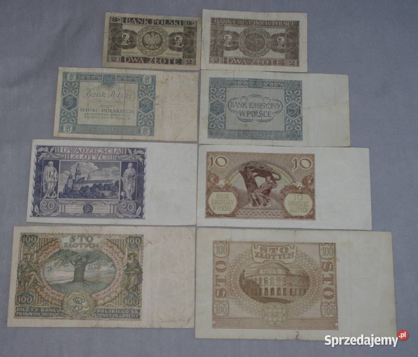 Zestaw banknotów polskich 8 Numizmatyka Płock sprzedam