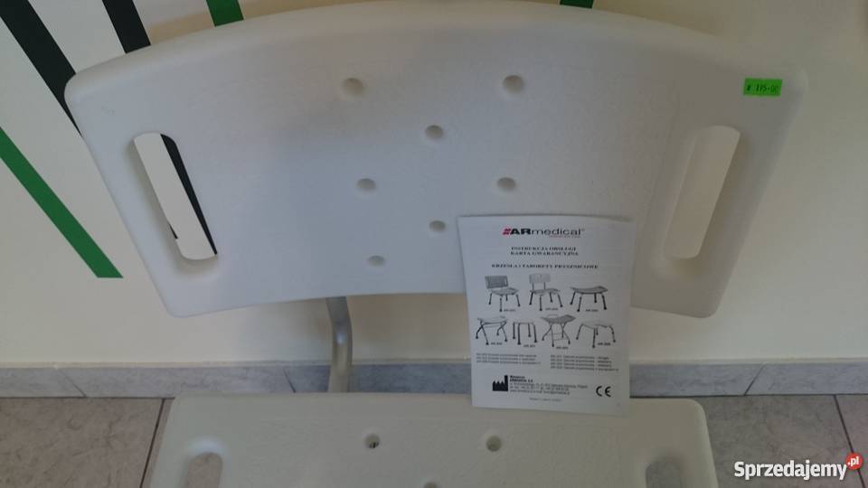 Krzesło prysznicowe z oparciem aluminiowe białe Kielce