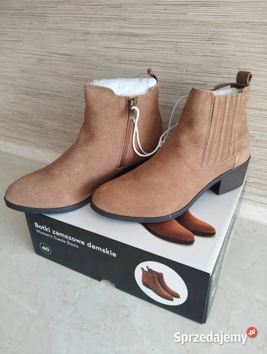 NOWE Buty damskie zamszowe botki JASNY BRĄŻ śląskie