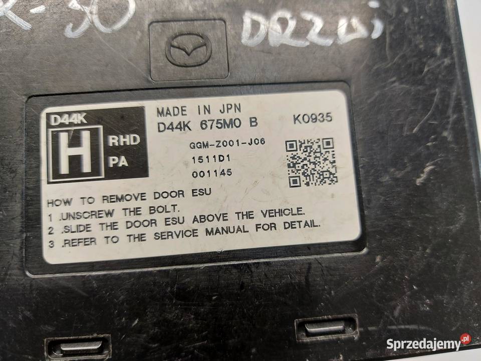 MAZDA MX30 Moduł sterownik drzwi przód lewy