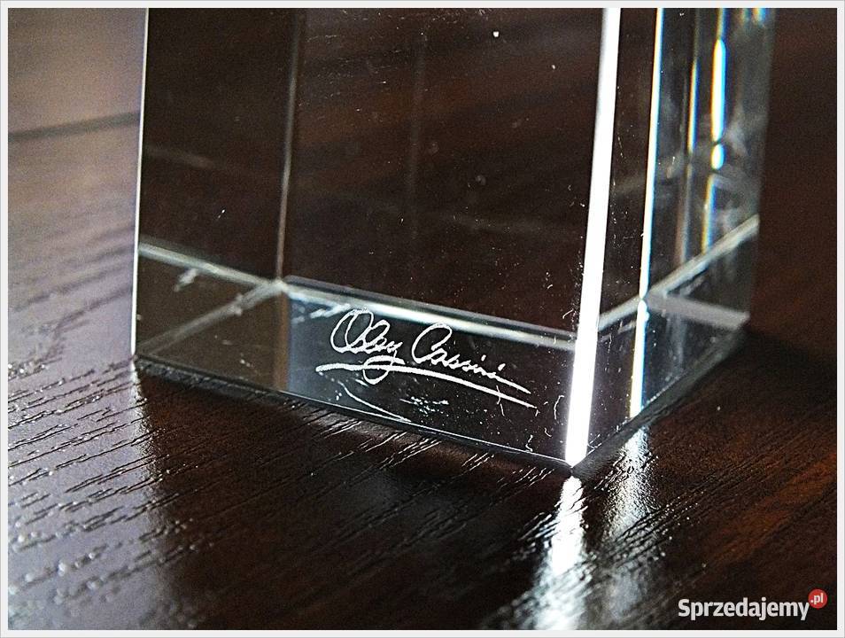 Świecznik Grube szkło pryzma sygnowany przezroczysty Żary