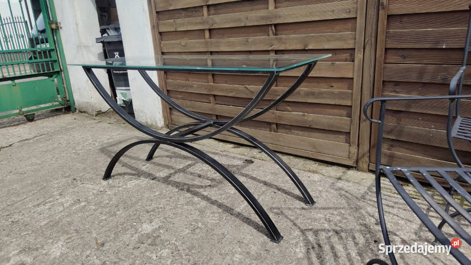 Konsola metalowa toaletka ze szkłem