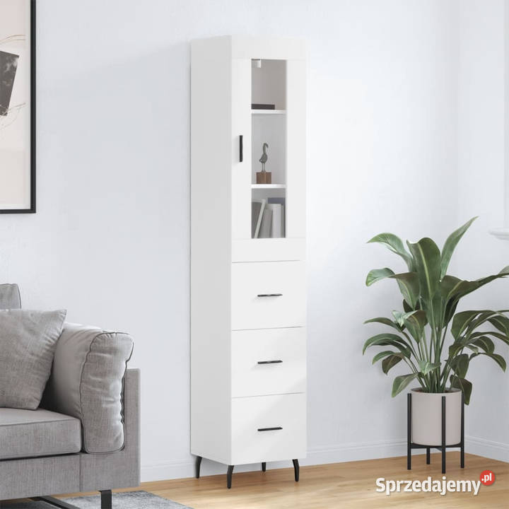 Wysoka szafka biała 345x34x180 materiał Warszawa