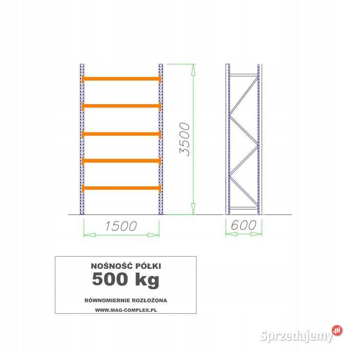 REGAŁ METALOWY MAGAZYNOWY WYTRZYMAŁY MOCNY MRC8 Gdańsk
