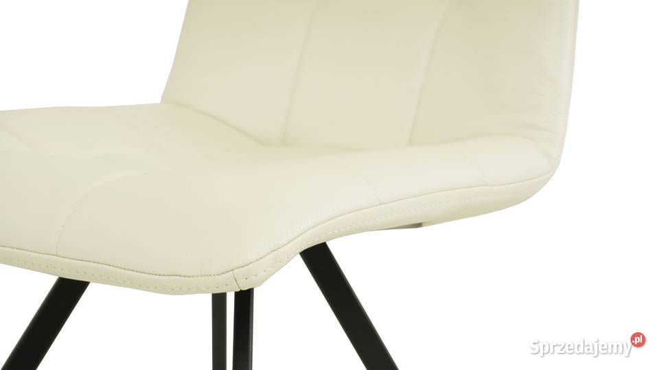 Krzesło Axel pikowane w kremowej skórze