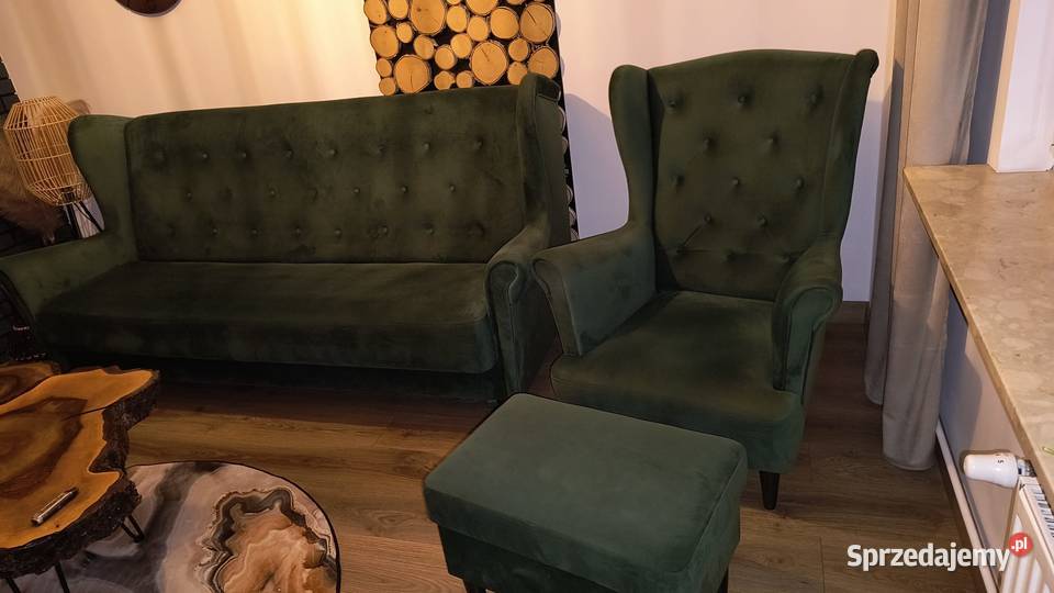 Komplet wypoczynkowy z fotelem i otwieraną pufą śląskie Sosnowiec