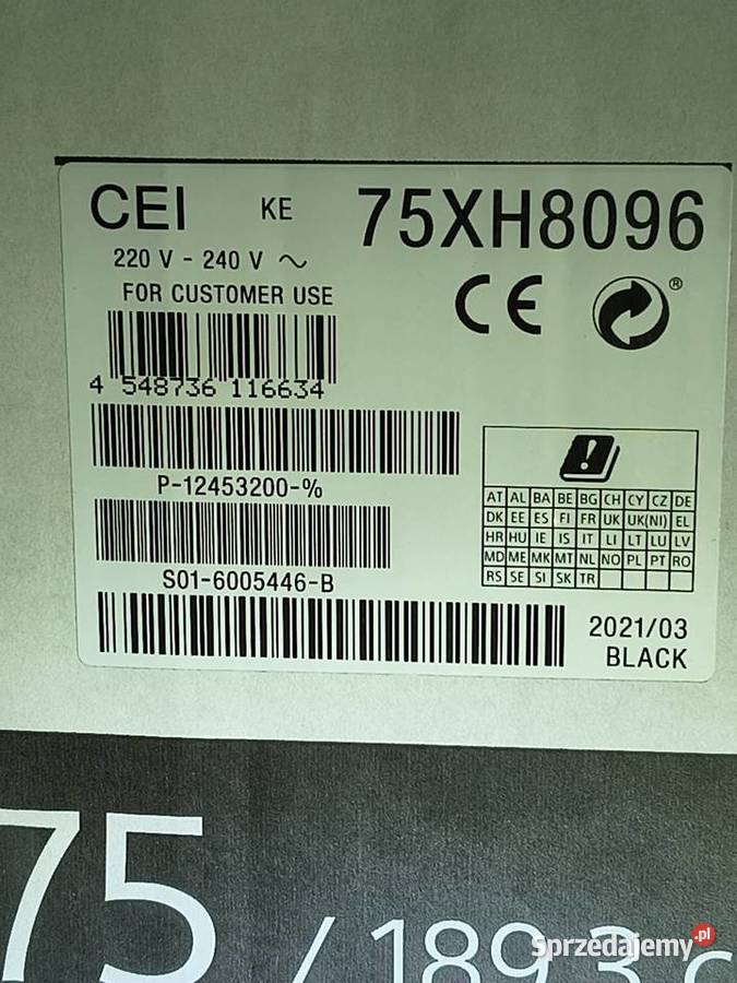 Telewizor LED Sony Brawia KE75XH8096 Sony Poznań sprzedam