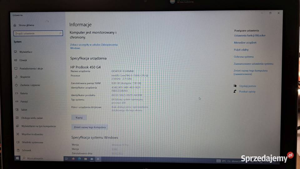 HP ProBook 450 G4 156 Intel Core i5 4 GB RAM SSD Zielona Góra