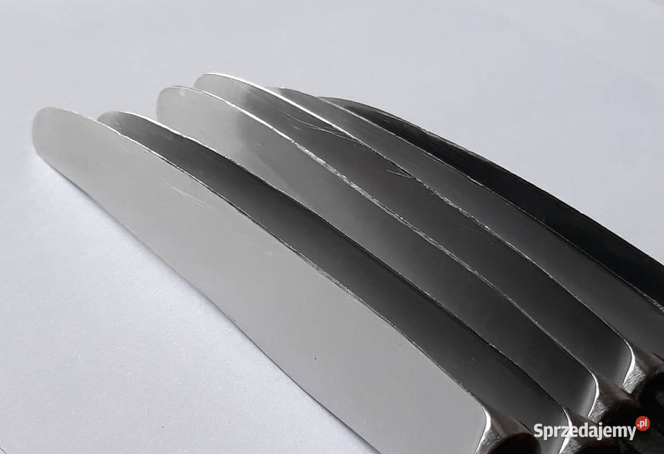 Noże obiadowe 2 BAKELIT Gerlach sztućce PRL śląskie Dąbrowa Górnicza