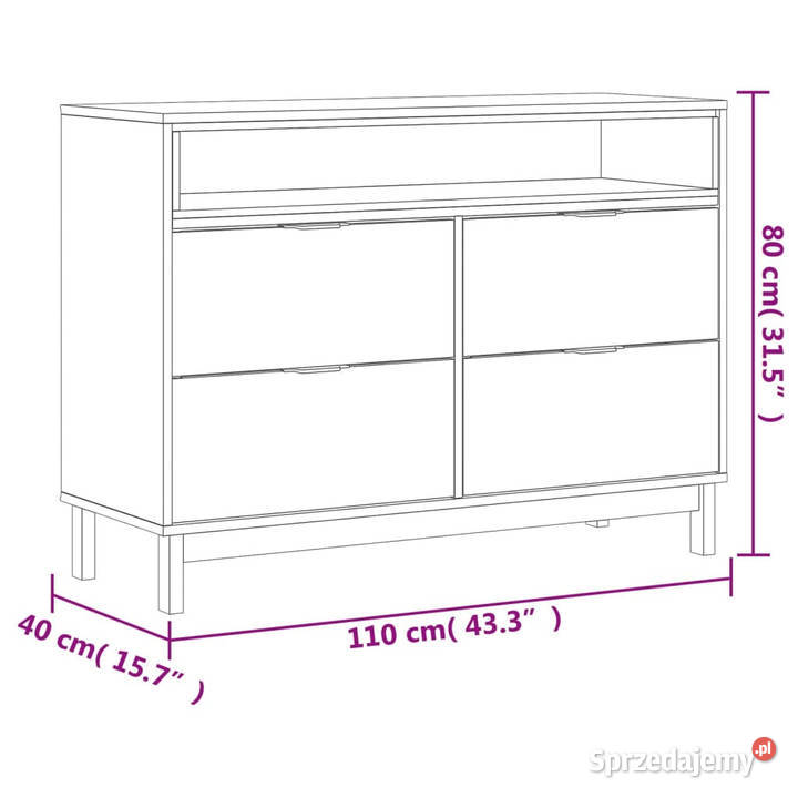 Komoda FLAM 110x40x80 lite drewno sosnowe Warszawa