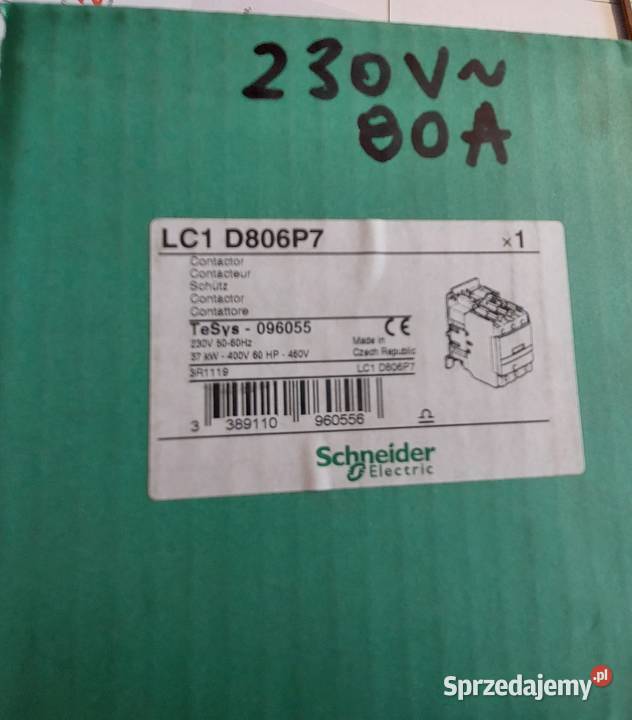 stycznik lc1 d806p7 230V 80A schneider LC1D806P7 Elektryka i akcesoria Dąbrowa Górnicza