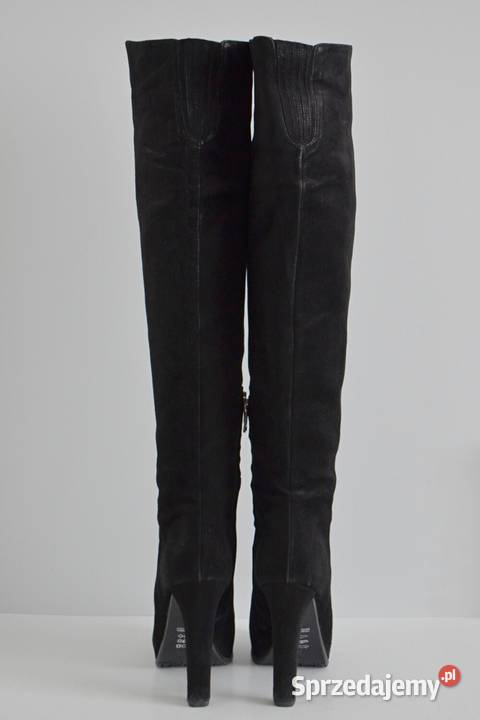 Zamszowe kozaki kolano TIFFI na szpilce i Białystok sprzedam