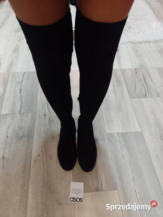 40 ASOS Design Czarne Kozaki kolano muszkieterki Kraków