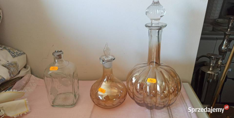 Karafka szkło miodowe opalizowane pięknej dyni pomorskie Gdańsk