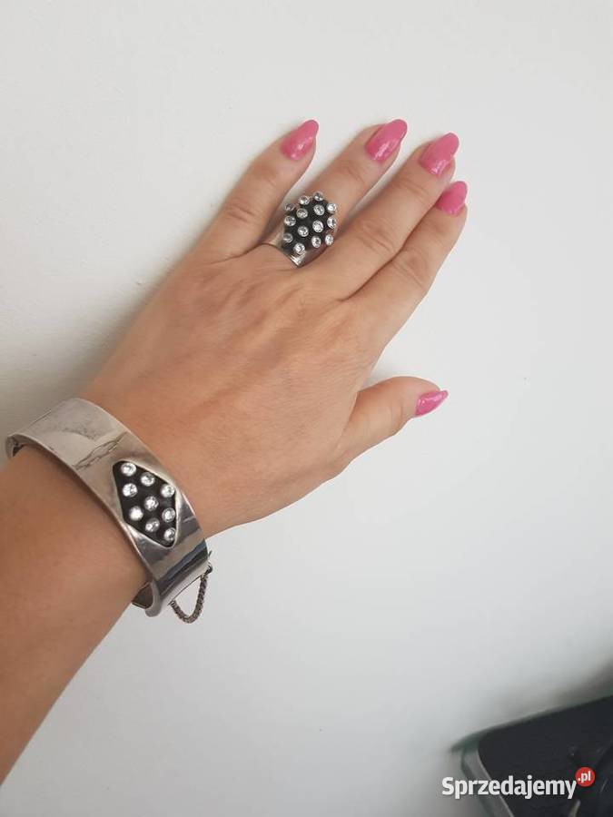 Komplet oksydowane srebro cyrkonie Kraków