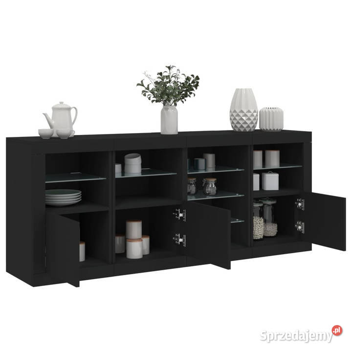 Szafka z oświetleniem LED czarna 164x37x67 Warszawa