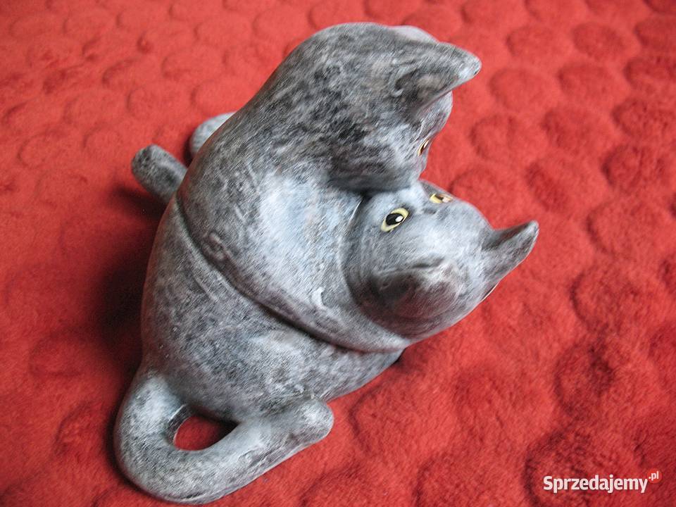 KOT Całujące się koty 12 x 19 x 13 szara rzeźba Siedlce