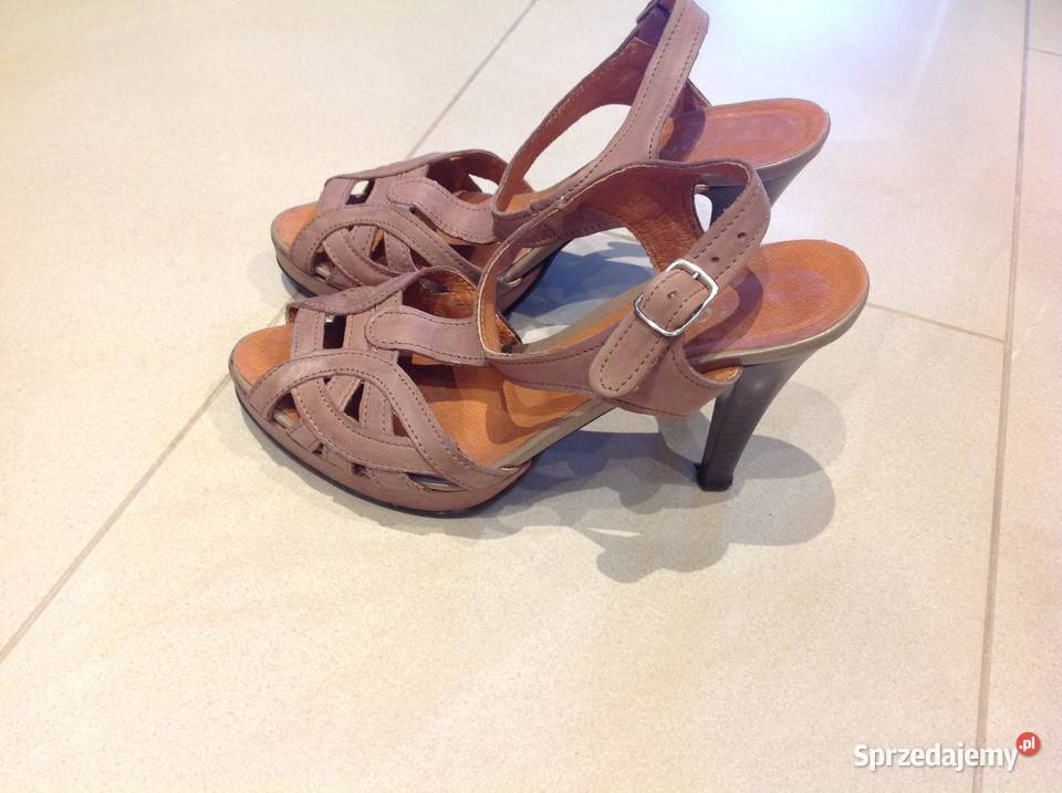 Sandały skórzane na szpilce r 37 koturn skóra Nowa Sól sprzedam