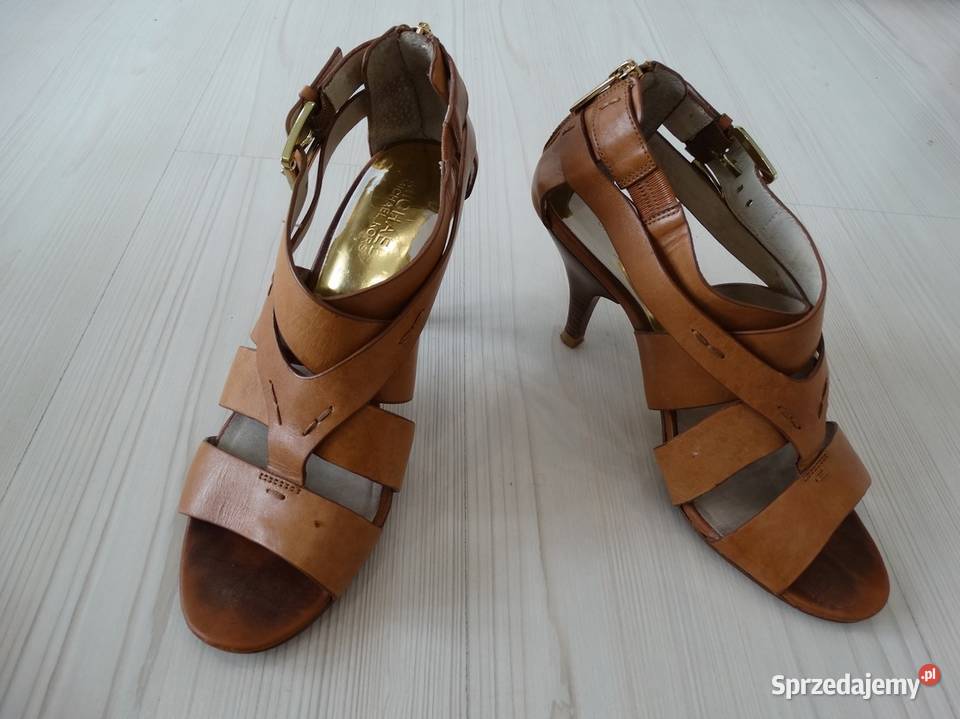 Buty Sandały Skórzane Skóra Naturalna Camelowe Łomża