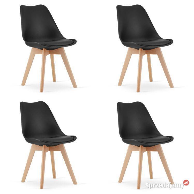 Zestaw czterech krzeseł Czarne