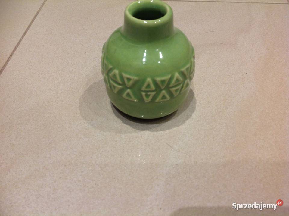 Stary Wazonik Ceramiczny Sygnatura Porcelana i szkło Nowa Sól