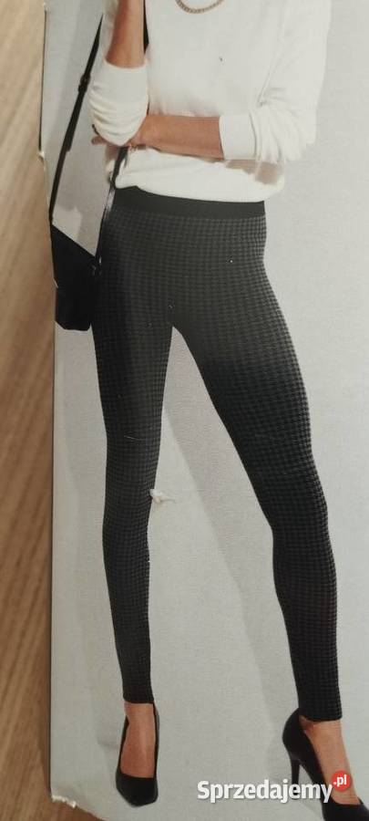 legginsy damskie TomRose r XL czarnoszare Spodnie Zamość