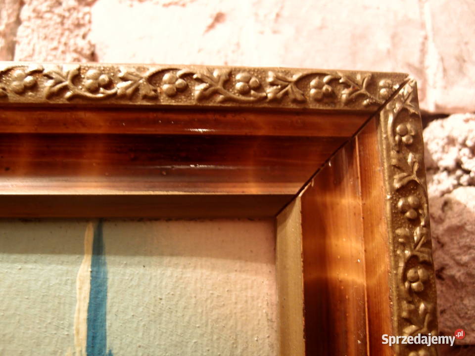 Obraz pejzaż jeziora rama drewniana z gipsową Łódź