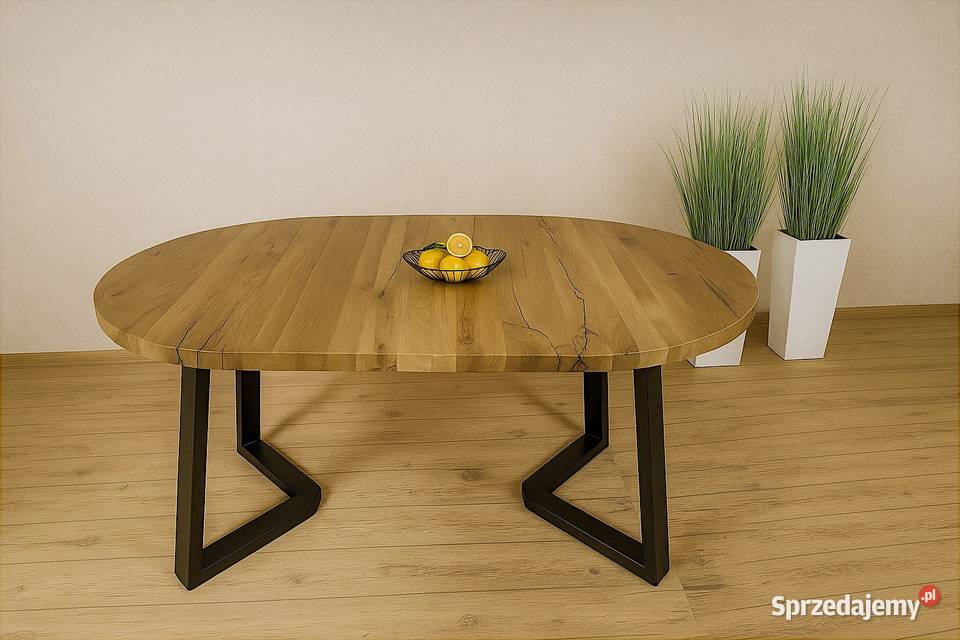 Stół Dębowy Okrągły LOFT 100 Lite Drewno Różne dolnośląskie Wrocław