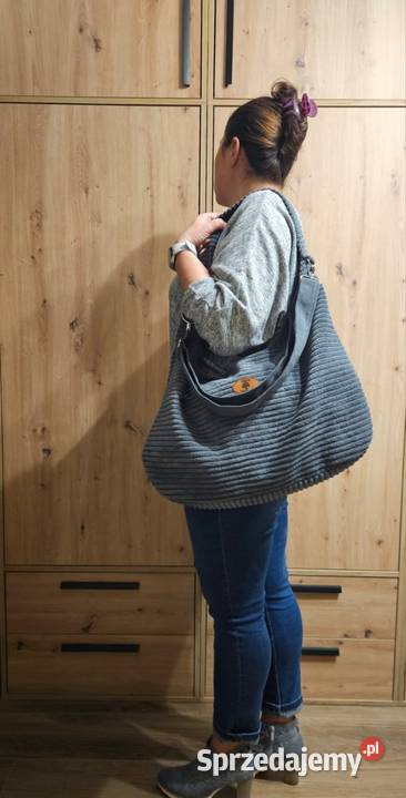 Torba na ramię handmade szary/srebrny Wrocław