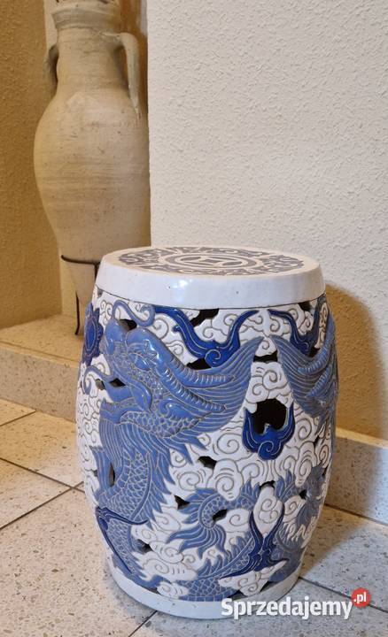 PUF STOŁEK STOLIK ceramika orientalny wzór smoki lubelskie