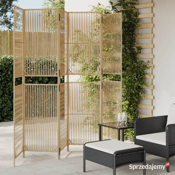 Parawan 6panelowy beżowy polirattan WM365403 Warszawa