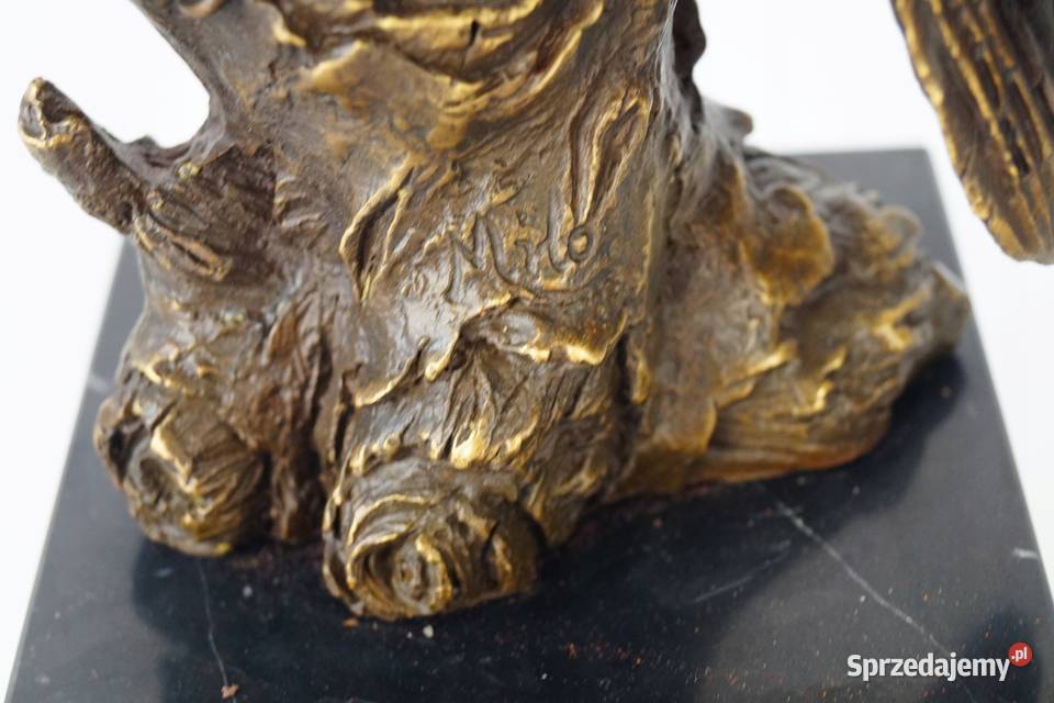 Figura z brązu ORZEŁ NA KONARZE piękna rzeźba wielkopolskie