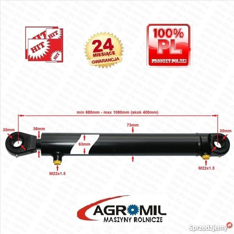 Cylinder siłownik hydrauliczny SKOK 400MM 2str kujawsko-pomorskie Rogóźno sprzedam