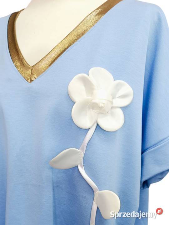 Stylowa bluzka PLUS SIZE z aplikacją kwiatową 3D Pątnów sprzedam