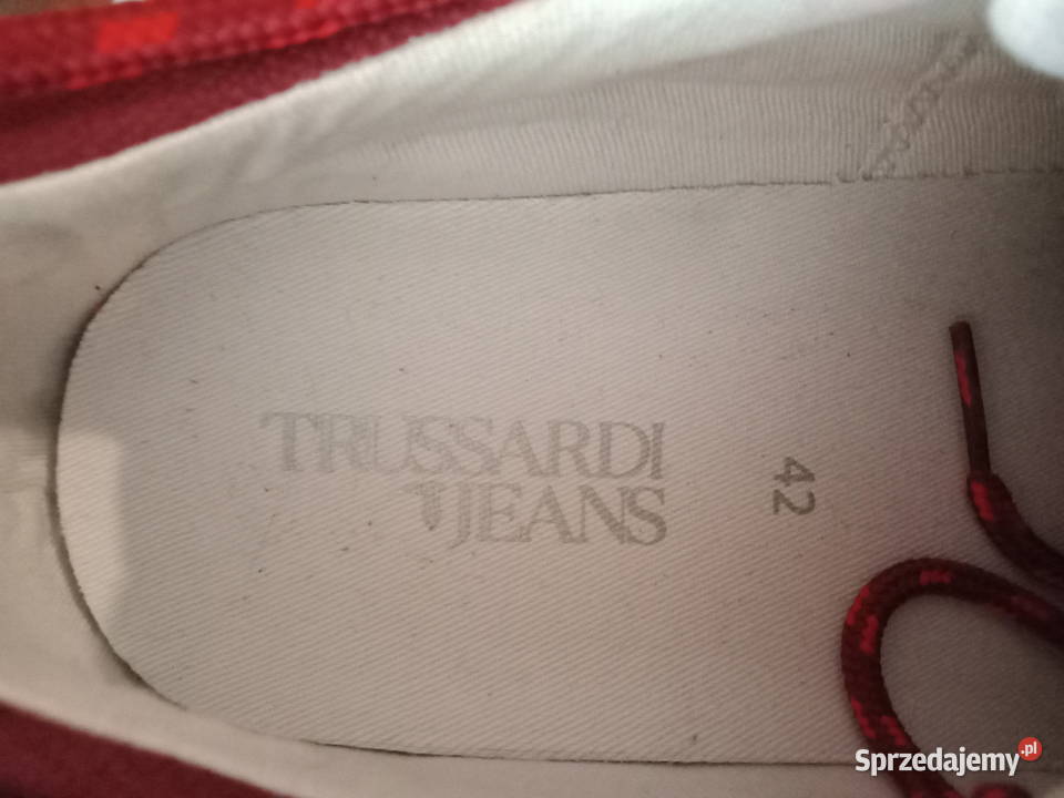 TRUSSARDI JEANS NOWE suede red zamsz 43 27 Łódź sprzedam