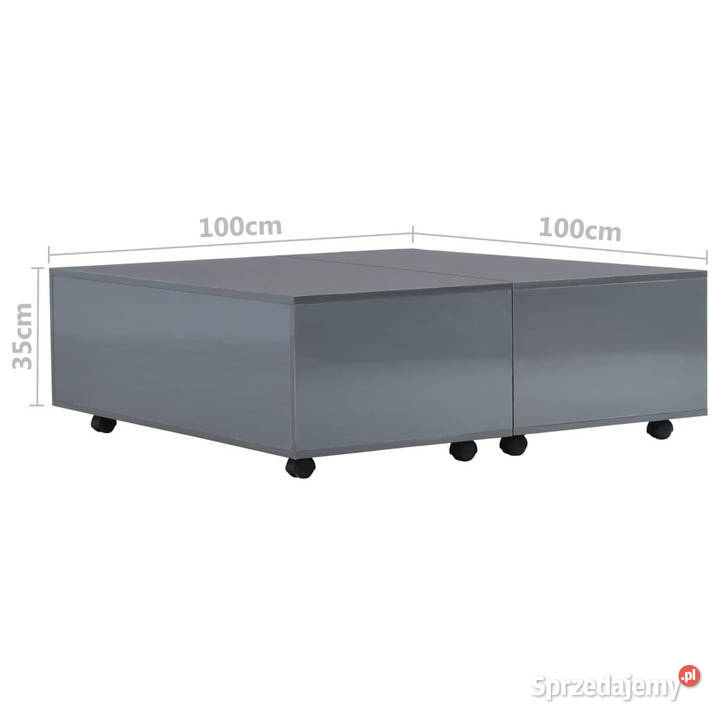 Stolik kawowy wysoki połysk szary 100 x 100 x 35 Warszawa