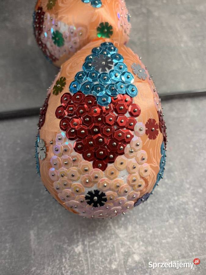 Jajo z cekinów i wstążki własnoręczne handmade podkarpackie Jasło