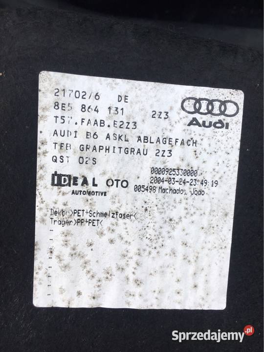 Półka schowek bagażnika audi a4 b6 sedan Chojnice