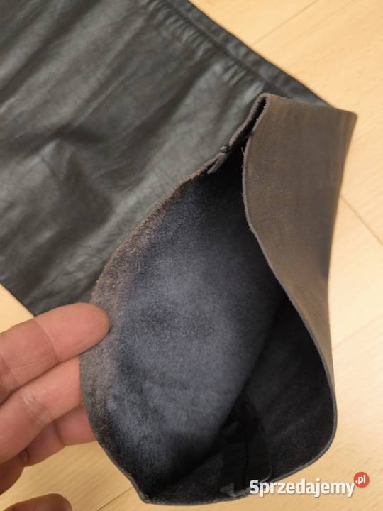 Skórzane męskie spodnie skóra z dawnych lat pas Radomsko