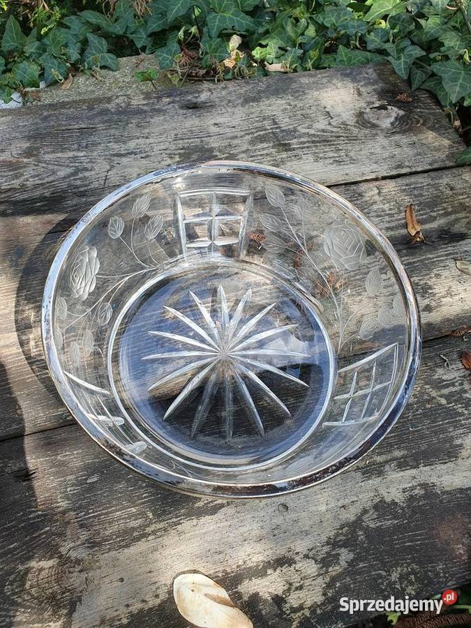 Kryształowa misa ze srebrną oprawą Myszków