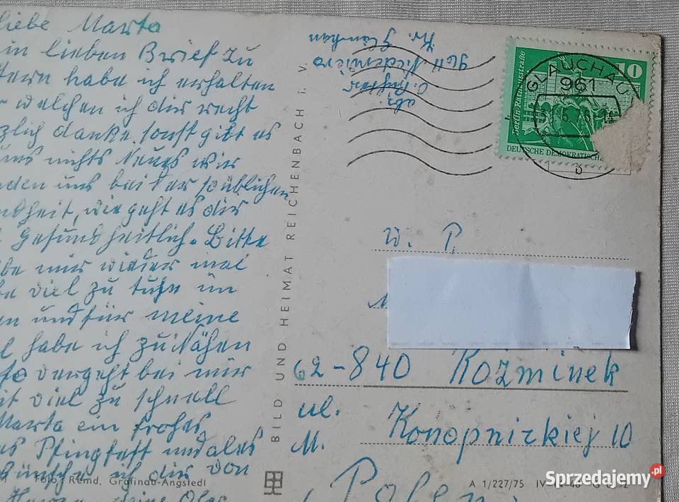 Pocztówka Herzliche Pfingstgruesse 1976 r Koźminek