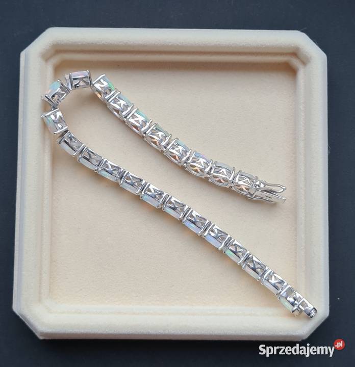 Bransoletka srebro rodowane 925 opale etiopskie srebro Otwock