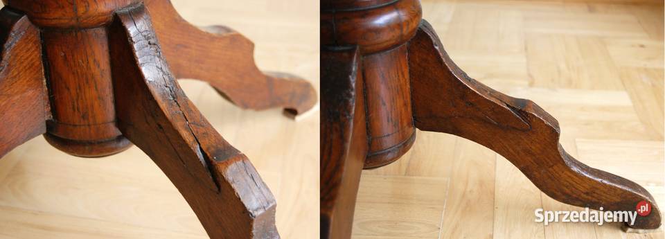 Przedwojenny stolik drewniany kawowy na jednej Lublin