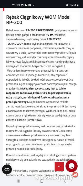 Sprzedam Rębak walcowy RP200