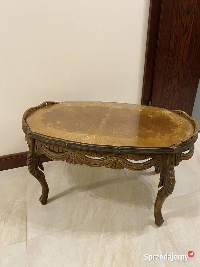 Stolik antyczny drewno szkło ława stolik kawowy Bielany Wrocławskie