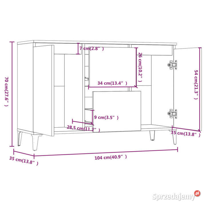 Szafka brązowy dąb 104x35x70 WM815167 Pozostałe mazowieckie Warszawa
